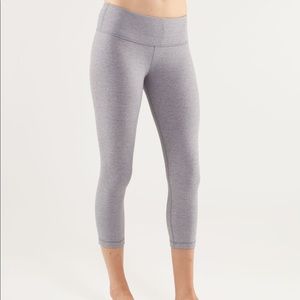 Lululemon Wunder Under Heathered Fossil Crop size 6